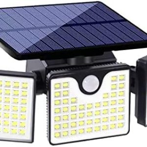 Upgrade Security Solar Lights Outdoor, 260 LEDs 2800LM Spot Flood Light-Wide Adjustable 360° 3 Heads with 3 Modes, Outdoor Motion Sensor Wall Lights IP65 Waterproof Bright Wall Lamp Solar Powered