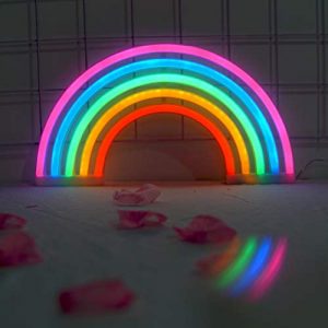 Amroe Lighting Neon Tube USB Charge Battery Powered Rainbow Multicolor Wall Lightn Led Lamp Children’s Room Night Light Bar Atmosphere Light Dormitory Girl Room Decoration Props