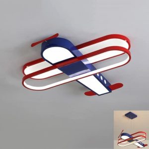 LAKIQ Aircraft Boys Room Lighting Fixture Cartoon Airplane Modern LED Flush Mount Ceiling Light Baby Room Hanging Pendant Chandelier for Kids Room Bedroom(19.5’’x 18’’, White Light)