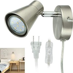DLLT Track Lights Plug-in, Small Directional Wall Spotlight, Flush Mount Hallway Ceiling Light Fixture for Bedside, Hallway, Headboard Picture, Kitchen, Bedroom, Office, Warm White