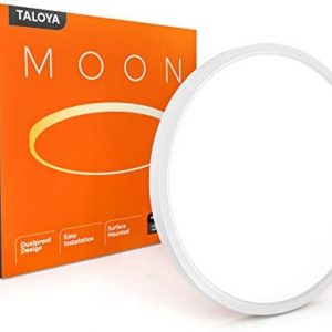 TALOYA Flush Mount 12 Inch Ceiling Light (Milk White Shell), 20W Surface Mount LED Light Fixture for Bedroom Kitchen,3 Color Temperatures in One（3000k/4000k/6500k),0.94 Inch Thickness Round