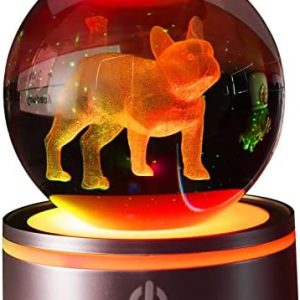 MORICERE 3D Night Light for Kids, Bulldog Night Light, Crystal Ball with LED Colorful Lighting Touch Base, Kids Bedroom Decor as Christmas Holiday Birthday Gifts for Boys Girls