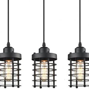WINSOON 3 Pack Pendant Light Fixture Mini Rustic Metal Cage Hanging Lighting (Black, 3 Pack)