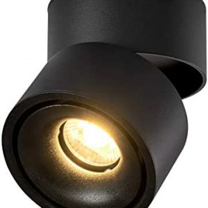 TOPMO 10W LED Ceiling Spotlight Fixture Surface Mounted Accent Spot Light Adjustable Wall Spot Lighting,10X10CM, 3000K Warm White,Not Dimmable,Aluminum Wall Lamp or Spot Light (Black-Warm White)