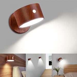 LED Wall Sconces, Wall Mounted Lamp with Rechargeable Battery Operated USB Port 3 Brightness Levels 360°Rotate Magnetic Ball Dimmable Touch Control for Reading Study Bedside