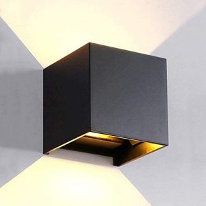 LANFU LED Aluminum Waterproof Wall Lamp, Waterproof Outdoor Light 6W 100-277V 3000K Outdoor Wall Light Warm Light 2LEDS (Black-6W, Outdoor)