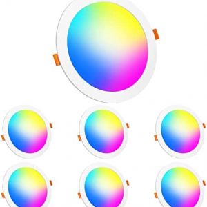 Recessed Lighting 4 Inch Smart LED Recessed Ceiling Light Downlight 12W 1000 LM Daylight 5000K & RGB Dimmable by APP, Million Colors – DIY Scenes – Timer – 14 Color Changing Modes (6 Packs)