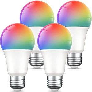 WB4 Smart Light Bulbs, E26 Color Changing Led Bulb Works with Alexa, Google Home, App Go_sund Control, 2.4Ghz WiFi Only, A19 Smart Home Lighting Bulb 800 LM, RGB Warm White, No Hub Required, 4 Pack