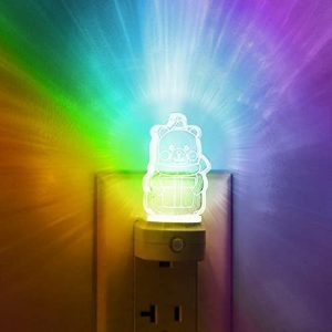 Decorate Bear Night Light, Multi-Colored RGB Night Light for Kids, 3 Lighting Mode, Dusk to Dawn Sensor, Soft White 3000K+RGB, for Holidays Decorations, Kids Room, 1 Pack