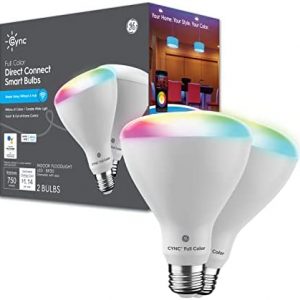 GE CYNC Smart LED Light Bulbs, Color Changing Lights, Bluetooth and Wi-Fi Lights, Works with Alexa and Google Home, BR30 Indoor Floodlight Bulbs (2 Pack)