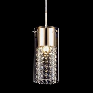 Qbaylan Gold Crystal Pendant Light, Mini Ceiling Hanging Light Fixture, Modern Single Ceiling Pendant Lighting with Glass Shade for Dining Room, Kitchen Island, Foyer,Entryway