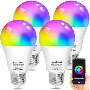 Smart Light Bulbs That Work with Alexa Echo & Google No Hub Required, RGBCW Color Changing, Dimmable, Timmer, A19 7W 600lm(60W Equivalent) E26, Perfect for Christmas Halloween Birthday Party, 4Pack