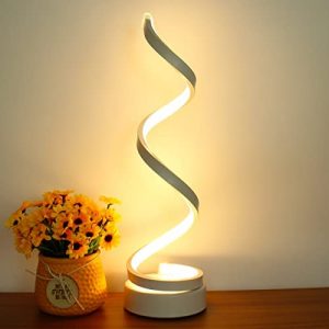 BESKETIE Modern Spiral Table Lamp, Dimmable LED Table Lamp, 12W Desk Lamp, 3 Colors 10 Brightness Level Bedside Nightstand Lamp Desk Light for Bedroom, Living Room, Office, Bookshelf – White