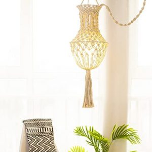 Macrame chandelier Boho Bedroom Hanging Lamp Shades with Plug in Cord Macrame Lamp Shade Hanging Pendant Boho Decor for Living Room Nursery Dorm Room