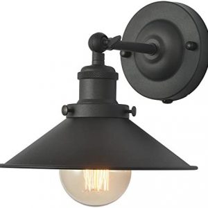 XIDING Premium Retro Industrial Edison Simplicity Metal Wall Sconce Light Fixture,Upgrade Black Finish Shade Vintage Swing Arm Wall Lamp, E26 Base, 1 Light.