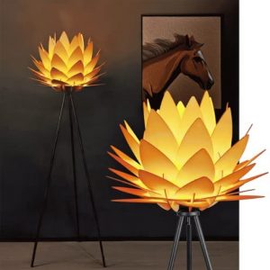 FINNCHY Boho Floor Lamp, Lotus Flower Floor Lamp for Bedroom, Living Room, Black Tripod Standing Flower Lamp, Unique Floor Lamps Vintage Mid Century Modern Wood Floor Lamp