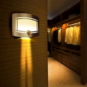 Yohencin LED Battery Operated Wall Light Indoor, Wireless Night Lamp Motion Sensor Activated Wall Sconce Dimmable Spot Light for Hallway Wardrobe Staircase Balcony Bathroom Illumination (White)