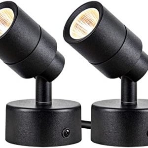 SUNVIE 2 Pack LED Spot Lights Indoor, 3W Up Lights Indoor Floor Spotlight, 120V Plant Spotlight Indoor, 3000K Uplights Indoor Accent Lighting for Plants Pictures Artwork, 5.9 FT Cord with Foot Switch