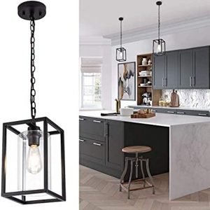 MAYNA Modern Pendant Light Fixtures, Black Hanging Kitchen Light Fixtures with Clear Glass Shade, Pendant Lighting for Kitchen Island, Farmhouse, Living Room,Restaurant,Hallway