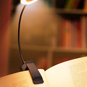 Rechargeable Book Light Clip on, 100 Hours Long-Lasting Battery, 3 Lighting Modes × Stepless Dimming Book Reading Light for Reading in Bed, Eye-Caring Amber Reading Light for Kids