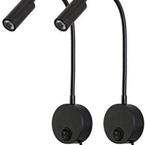 Agese Wall Mounted Reading Light Sconces Lamp Gooseneck LED 3W Warm White 3000K Input 110-240V Plug in Cord Bedside Headboard Wall Mounted for Reading (Black 2pcs 3000K Cord)
