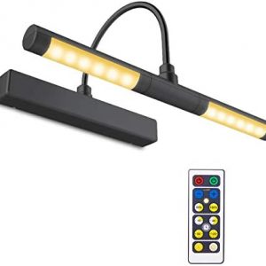 BIGLIGHT Wireless Battery Operated LED Picture Light with Remote, 13 Inches Rotatable Light Head with 3 Lighting Modes, Dimmable Display Lamp with Timer for Painting Picture Frame Portrait Art, Black