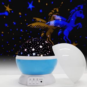 ILYBEEN Night Light for Kids, Unicorn Night Light Projector 360 Degree Rotation Light, Multiple Light Color Changing Kids Night Light with USB Cable, Halloween Christmas Gifts for Kids
