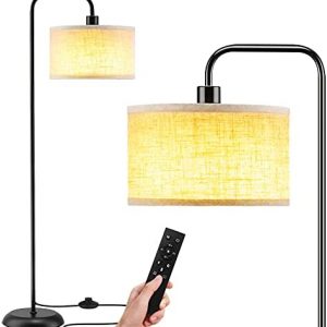 Floor Lamp for Living Room Modern Standing Lamp with Remote & Foot Control, 4 Color Temperature and Stepless Dimmer LED Industrial Floor Lamps with Lampshade for Bedrooms Office (LED Bulb Included)