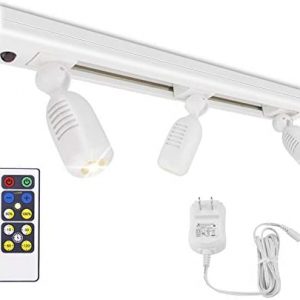 HONWELL Track Lighting LED Spotlights with 3 Rotatable Lights Heads, Under Cabinet Counter Lighting Plug in Accent Lights Remote Controlled Ceiling Track Lights for Wall Picture Artwork Display