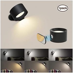 Led Wall Sconces, AKSDA Wall Lamps with Battery Operated , Wall Mounted Cordless Lights with 3 Color Temperature&3 Brightness, 360° Magnetic Ball, USB Charging Port for Reading Study Bedside