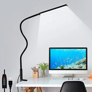 LED Desk Lamp, YOTUTUN Swing Arm Table Lamp with Clamp, Flexible Gooseneck Task Lamp, Eye-Caring Architect Desk Light, 3 Modes 10 Brightness Levels, Memory Function Desk Lamps for Home Office, 12W
