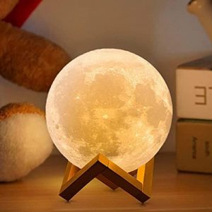 Moon Lamp 2023 Upgrade, NSL Lighting 3D Moon Light 16 LED Colors with Wooden Stand & Remote/Touch Control and USB Rechargeable, Birthday Gifts for Women Girls Kids Boys Mom Girlfriend 4.8 inch (Small)