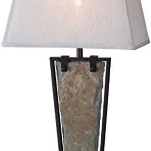Kenroy Home 32227SL Free Fall Table Lamp with Natural Slate Finish, Rustic Style, 30″ Height, 12″ Width, 16″ Depth