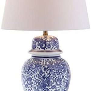 JONATHAN Y JYL3008A Ellis 29.5″ Ceramic LED Table Lamp Traditional Bedside Desk Nightstand Lamp for Bedroom Living Room Office College Bookcase LED Bulbs Included, Blue/White