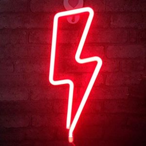 QiaoFei Neon Light,LED Lightning Sign Shaped Decor Light,Wall Decor for Christmas,Birthday party,Kids Room, Living Room, Wedding Party Decor (Red)