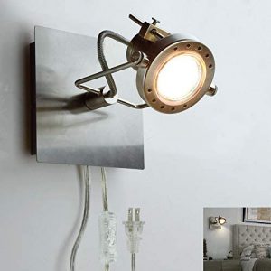 DLLT Led Ceiling Spotlight, Adjustable Wall Mount Lamp, Plug-in Track Light Kit Lighting for Bedside, Headboard Picture, Bedroom, Kitchen, Living Room,Warm White
