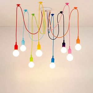 Ceiling Spider Lamp Light Modern Chandelier Adjustable DIY Pendant Lighting Color Hanging for Children’s Room Bedroom Dining Living Room Girls Boy’s Room 8 Arms(Each with 59″ Wire)