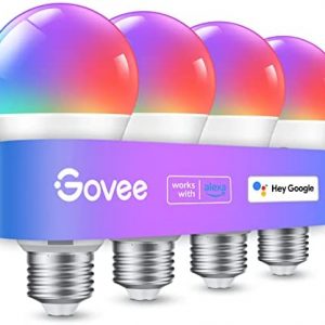 Govee Smart Light Bulbs, WiFi Bluetooth Color Changing Light Bulbs, Music Sync, 54 Dynamic Scenes, 16 Million DIY Colors RGB Light Bulbs, Work with Alexa, Google Assistant & Govee Home App, 4 Pack