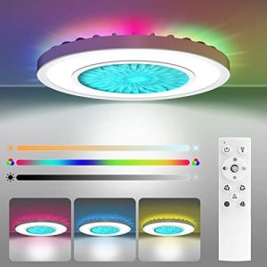 RGB Flush Mount Ceiling Light Fixture with Remote Control, Zoillz Led Smart Ceiling Light Fixture 12Inch 28w 3000K-6500K Dimmable with Memory Function for Bedroom Living Room Dining Room