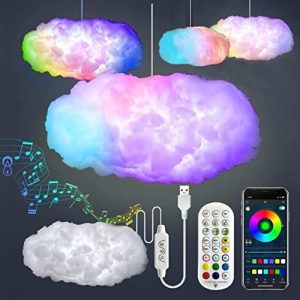 Rainbow Cloud Light,3D Colorful Cloud LED Lamp ,USB Light Simulation Cloud Lamp with Remote and App Control,Rainbow Night Light for Bedroom, Gift for Kids Adults (White)