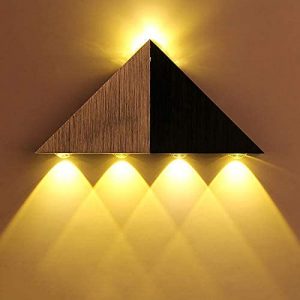 ModernTriangle LED Wall Sconce, 5W 90-264V Triangle Led Wall Lamp Fixture Indoor Hallway Up Down Wall Lamp Spot Light Aluminum Decorative Lighting for Home Theater Studio Restaurant Hotel Warm White
