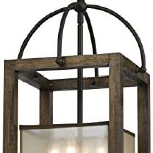 B00BL2YZ7A Cal Lighting FX-3536/4 Mission Wood/Metal Four Light Transitional Style Chandelier, Dark Bronze