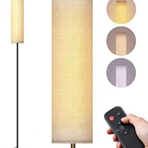 Floor Lamp with Remote Control for Bedroom/Living Room/Office, Modern Living Room LED 4 Color Temperature & Stepless Dimmer,Elegant Standing 3000k-7000k Lamp with Linen Lampshade, Timmer