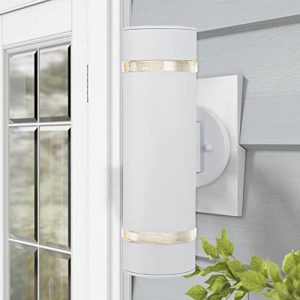 Cerdeco Aureole-Series Modern Porch Light [ UL-Listed ] Stainless Steel Outdoor Wall Lamp Weather-Proof Cylinder Wall Sconce Suitable for Garden & Patio，White …