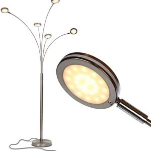 Brightech Orion Arc Floor Lamp for Living Room, Tree Floor Lamp with 5 Adjustable Arms, Multi-Head Standing Lamp with Flexible Rotating LED Lights for Bedroom, Dorm – Bright Hanging Lighting – Silver