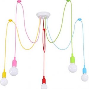 Spider Chandelier Colorful Pendant Light, Kids Fun Color DIY Ceiling Lighting Fixtures Lamp for Kids Room,Girls Rooms,Boy Room,Playroom,Classroom, Living Room, Bedroom.E26, 5 Lights .