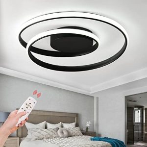 Telancy Modern LED Ceiling Light Spiral Black 17″ Round Flush Mount LED Ceiling Lamp Remote Control Dimmable Ceiling Light Fixture for Bedroom Living Room Dining Room Kid’s Room (Round 47W)