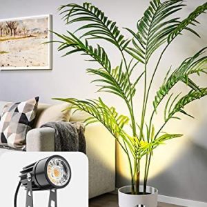 DOREIO LED Spot Lights Indoor 3W Accent Lighting Up Lights Indoor Spotlight Lamp for Plants 120V Warm White Uplighting Decor US 2-Plug 6 FT Cord with Floor Foot Switch (1 Pack with Base and Stake)