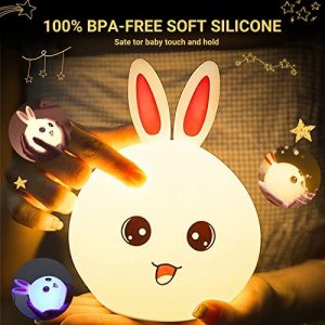 Fbeltong Night Light for Kids , Rabbit Lamp Cute Lamp,Nursery Night Light, Cute Kawaii Room Decor Teen Girl, with Multiple LED Color Changing, USB Rechargeable Bunny Night Light Kawaii Gift