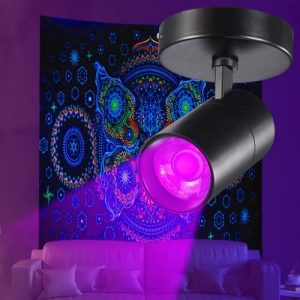 VANoopee UV Black Light for Poster Tapestry Art Fluorescent LED Blacklight Spotlight for Bedroom Glow Party Body Paint Stage Purple Spot Light Indoor 20W Bright UV Fixture Lamp Glow in The Dark